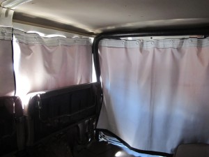 Finished curtains in the car